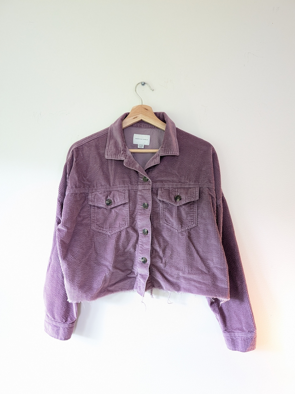 American Eagle Outfitters Corduroy Cropped Jacket in Mauve